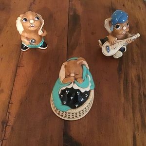 Hand-Painted Bunny Figurines-Set of 3